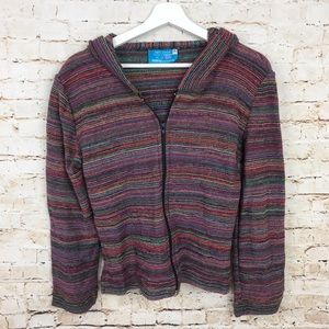 Maio Greece Striped Zip-Up Hoodie Sweater Small